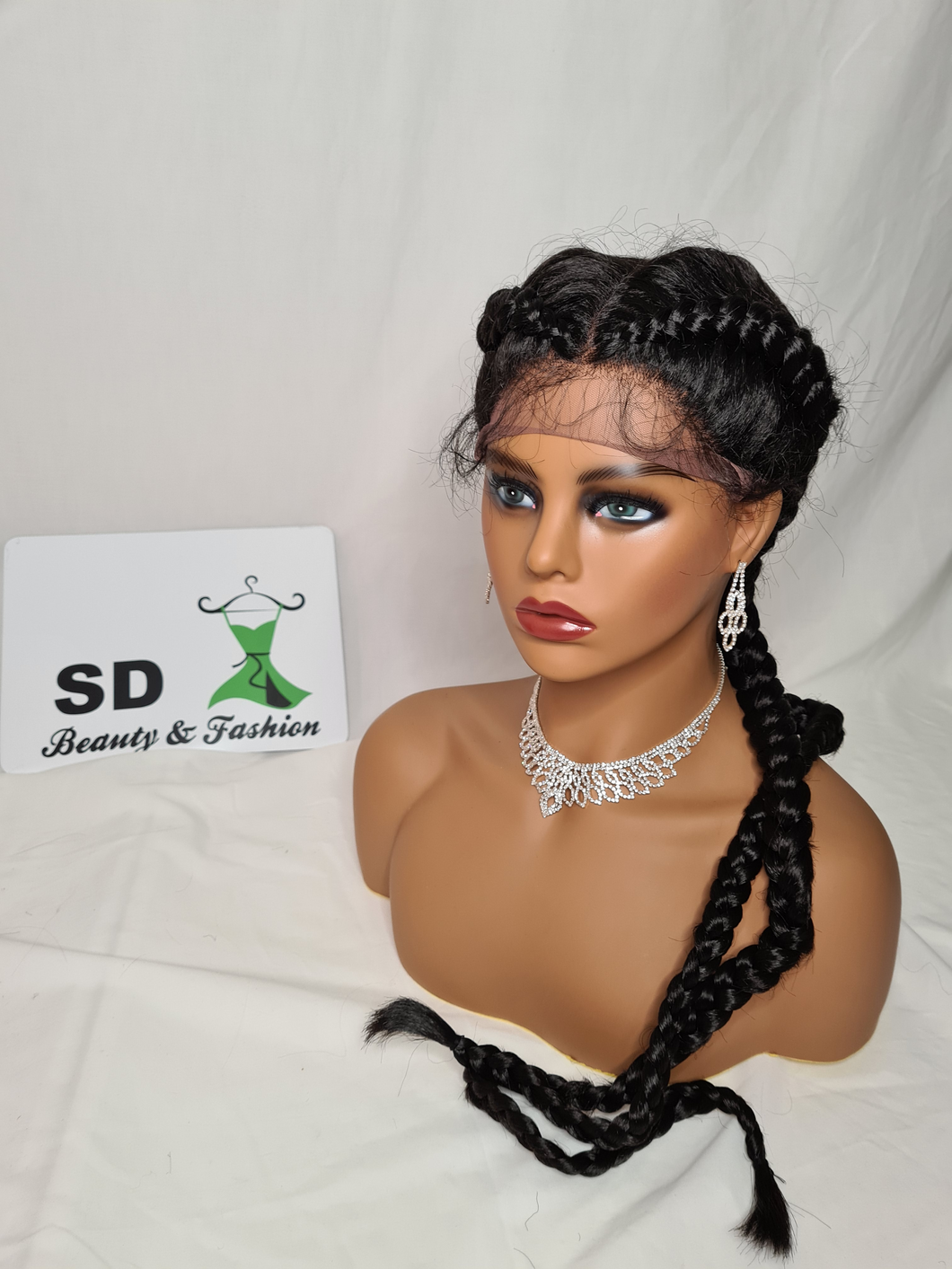 2 Plait Braided Cornrow Wigs with Baby Hair