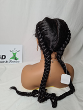 Load image into Gallery viewer, 2 Plait Braided Cornrow Wigs with Baby Hair
