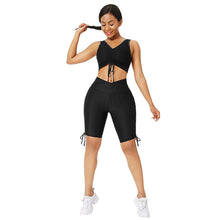 Load image into Gallery viewer, Short Sleeve Crop Top Sets Activewear Workout Clothes
