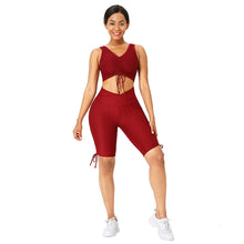 Load image into Gallery viewer, Short Sleeve Crop Top Sets Activewear Workout Clothes
