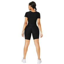 Load image into Gallery viewer, Short Sleeve Crop Top Sets Activewear Workout Clothes
