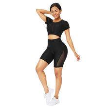 Load image into Gallery viewer, Short Sleeve Crop Top Sets Activewear Workout Clothes
