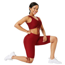 Load image into Gallery viewer, Short Sleeve Crop Top Sets Activewear Workout Clothes
